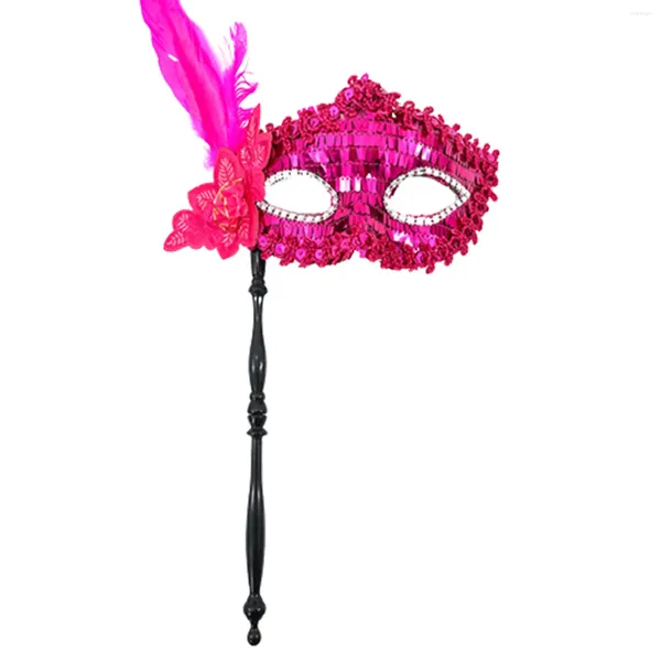 Decorazione per feste Maschera mascherata per donne paillettes lucenti a mezza faccia con arredamento di piume Halloween Princess Props