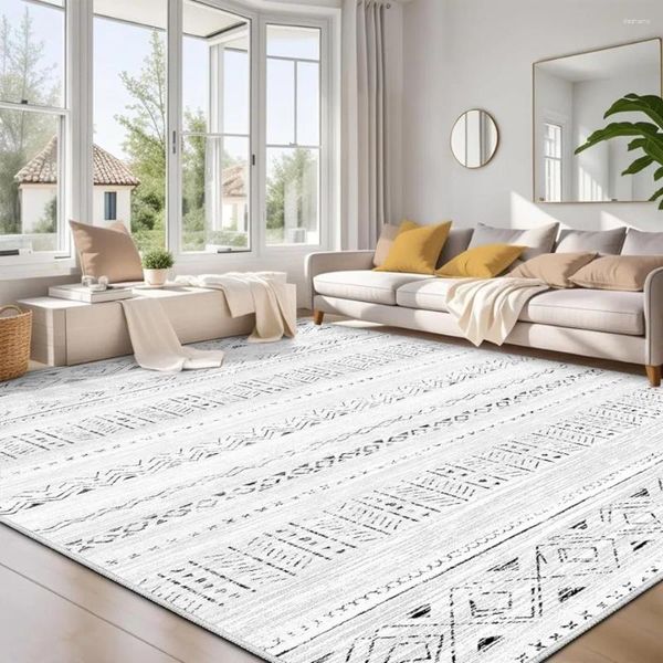 Tapetes de área de estar grande de sala de estar 8x10: tapetes laváveis para máquina macia para mesa de jantar - decoração de carpete não deslizante cinza