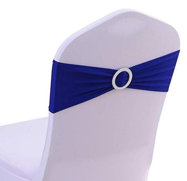 Sedia spandex tela fili elastici bande di sedie elastiche con anelli di culla con fibbia archi per decorazioni per matrimoni senza coperture bianche Royal BL6031204