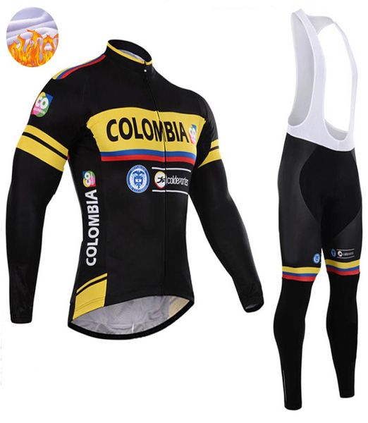 Колумбия команда Pro Winter Eculing Jersey Bants Set Ropa Ciclismo MTB Термический флисовый велосипедный велосипедный костюм для велосипедной одежды 201094704