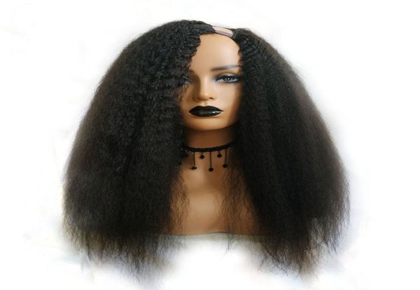 Siyah kadın için kinky düz u parça peruk insan saç perukları Brezilya Remy Saç 150 Yoğunluk İtalyan Yaki Medium4167239