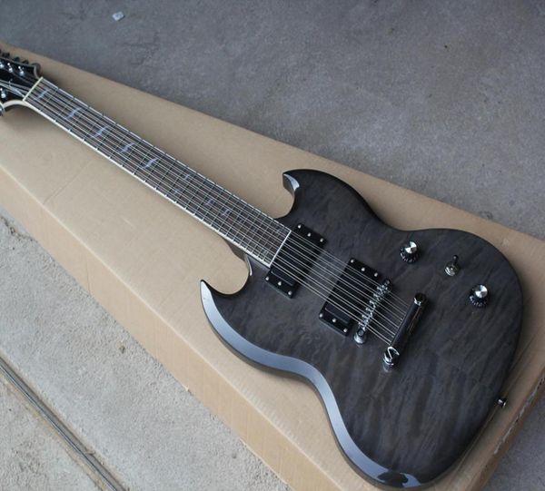 Fabrik benutzerdefinierte neue 12string -E -Gitarren -Saiten und HH -Abholungen Flame Beige Furnier Mahagoni Fingerboard Personalisierte Servic4472271