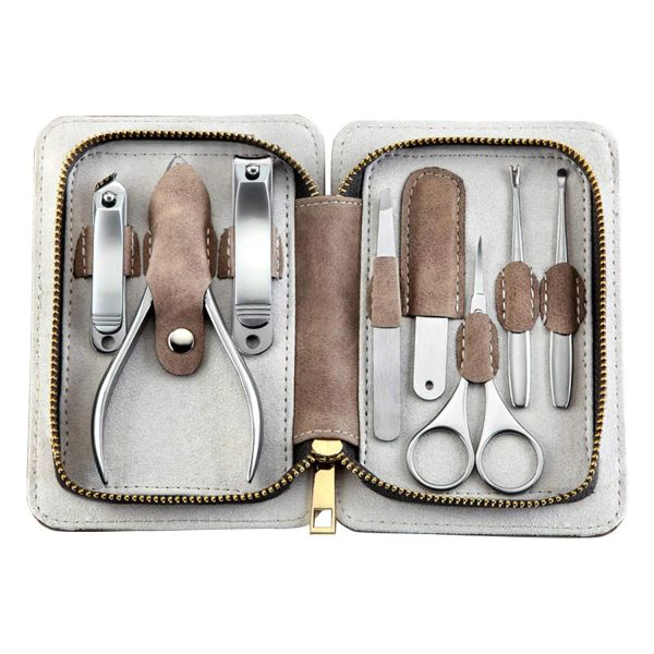 Kit kit di manicure professionale 8pcs in acciaio inossidabile taglia unghie set kit per la toelettatura per unghie set kit da viaggio per le donne uomini