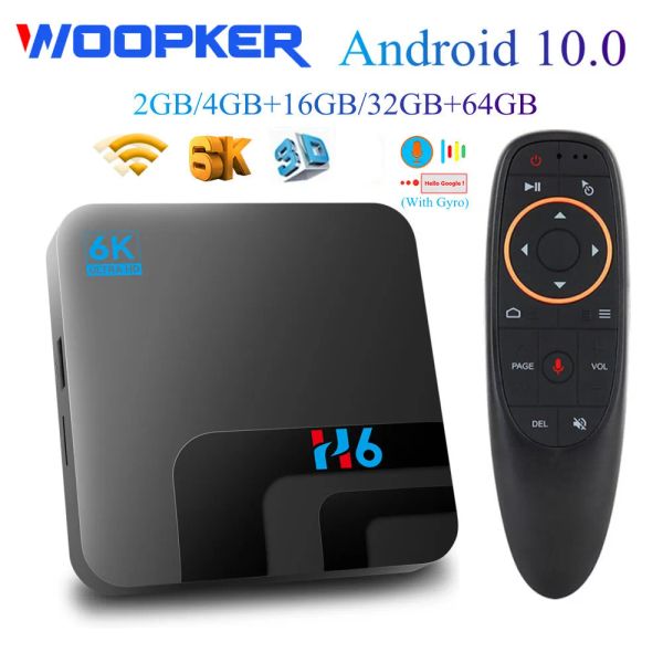 Box H6 TV Box Android 10 4GB 64GB 32GB 6K 3D Видео HD Media Player 2.4G 5 ГГц Wi -Fi Bluetooth Set Top Box Control Control Smart TV Box