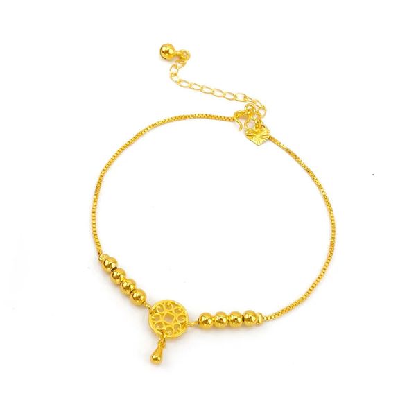 Real 18K Gold Trendy Bell Anklet Pure Regolable Dream Cathegs Chain per donne Gift Gioielli Fine 240408