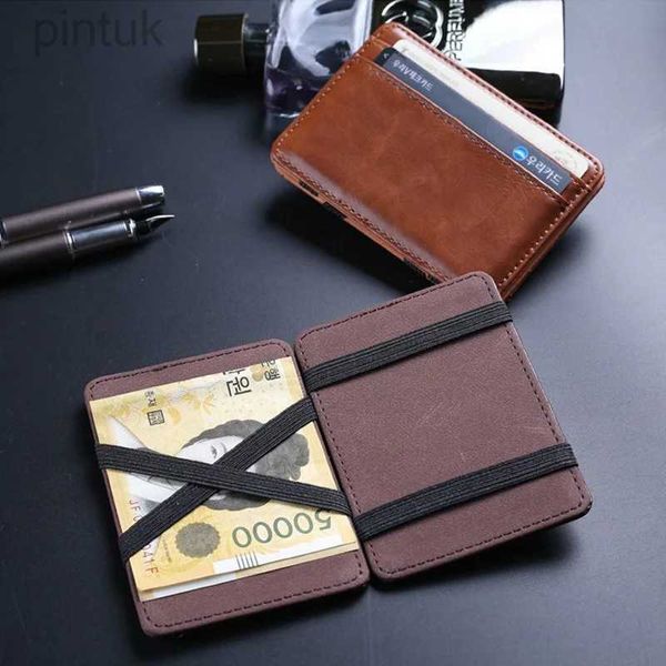 Money Clips New Slim Mens Magic Thin Money Clip Simple Design Design Crecard Slots Cash Holder Brand Man Bifold для мужчин 240408