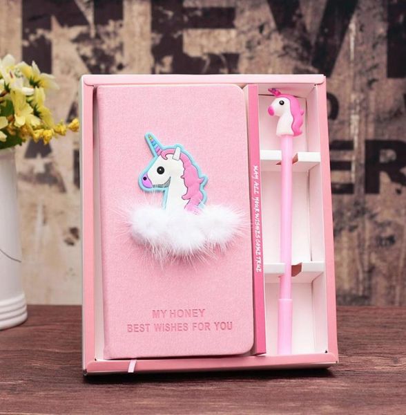 Pink Unicorn Flamingo Cactus Notebook Box Set Diário com Gel Pen Stationery School Supplies Presente para garotas para crianças WJ0169668168