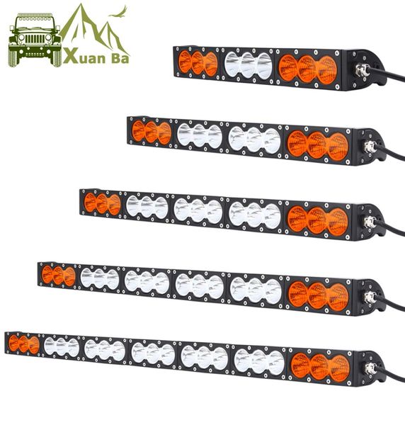 XUANBA Linha única reta 10 WPCS LED Light Bar para caminhão ATV UAZ 4x4 Offroad Trailer Combo Amber White Warra Barra Drivin4714047