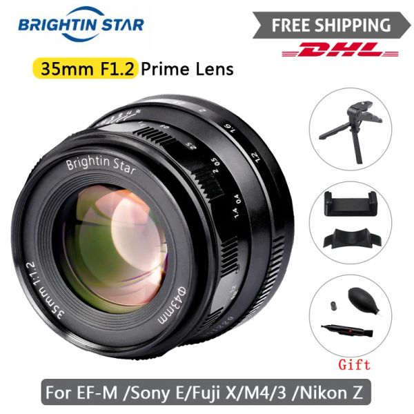 Accessori Brightin Star 35mm F1.2 Lens Prime Manuale Focus per fotocamere mirrorless Fujifilm Fuji x Fx Canon EFM Sony E M4/3 Nikon Z Mount