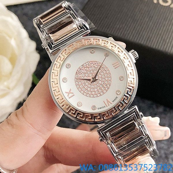 Vers Designer Watch Wome Women Fashion Brand Luxury Crystal Quartz Watch for Women Forist Quartz Watches Luxury Lady Girl Leather Strap Band
