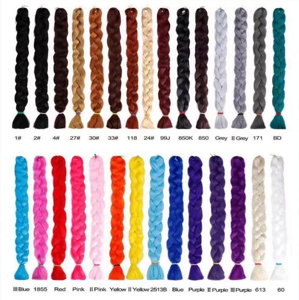 XIU ZHI MEI CAPELLI SINTETICI SINTETICI INTERIMI 82 pollici 165GRAMS a colore singolo a colori Ultra intrecciata Kanekalon Jumbo Braid Capelli Ex6779782