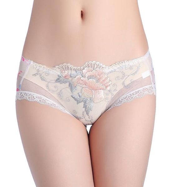 Sexy Flower Rose Borderyer Panties Briefs renda Cintura baixa Veja através da calcinha de calcinha mulher calça de roupa de baixo Fashion feminino vestido4388371