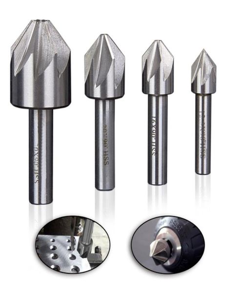 Hakkin 1pc 125162030mm HSS Countersink 68 Flöte 90 Grad Schalme End Mill Cutter Drill Bit Schaufel Debring Tool40062338034328