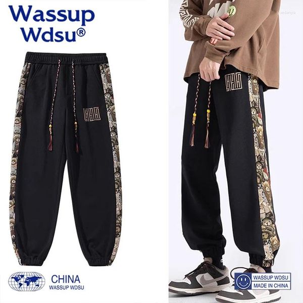 Calça masculina wassup outono solto e versátil leggings primavera esportes juvenis casuais