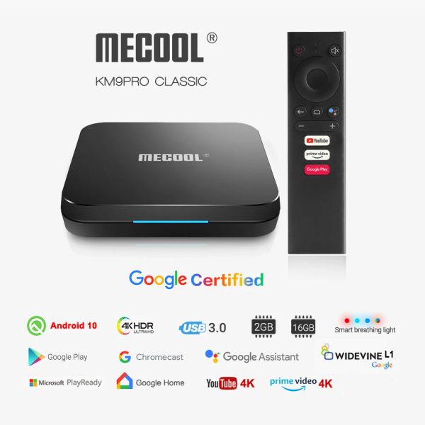 Control Mecool KM9 Pro 2G 16G Smart TV Box Android 10 Google Certified 4K Amlogic S905X2