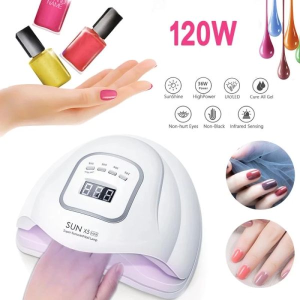 Asciugacapelli per asciugatrice cure manicure per chiodi per chiodi per nail art Sole bianco x5 max lampada da 120w gel lampada a led unghie UV