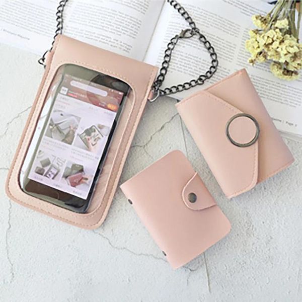 Сумка на плечо с разрезом мобильного телефона Прозрачный металл простые женские дизайнерские размер совместимой бренд Touch #RN