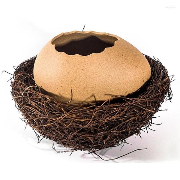 Vasen 1Set Persönlichkeit Dessert Schüssel Eierschale Strauße Vase Home Decorations Keramik Rattan