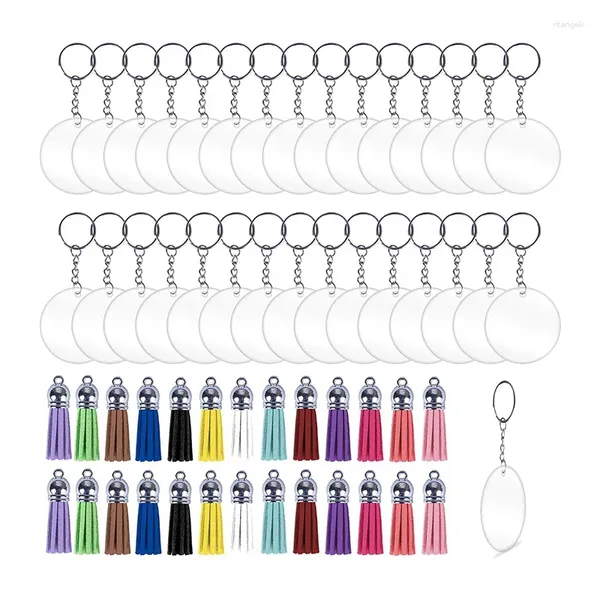 Keychains 120 PCs Acrylschlüsselketten -Blanks Kit -Kreissprungringe und Quasten DIY Set zur Andenkenfertigung