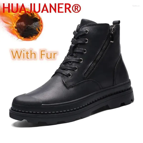 Stivali uomini vera pelle in cuoio inverno scarpe casual casual da uomo moto neve uomo di lusso militare tattico plus size 34-47