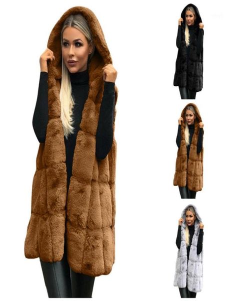 Women Fux Furx Pelliccia Nera Sleeveletta Nera WeltCoat Wrappose Gilet Capello Outwear Otch Vicele in pile da donna invernale Plus S2XL17688298