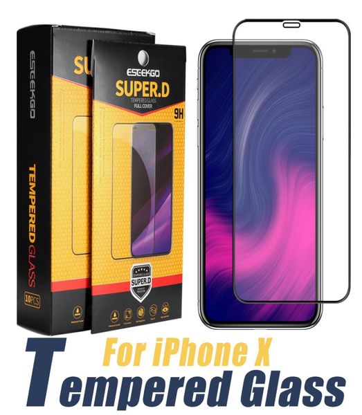 ESEEKGO Full Cover Screen Protector für iPhone 13 12 11 Pro XS Max XR 9H Superd Tempered Glass Black Edge Film mit Papierbox9253498