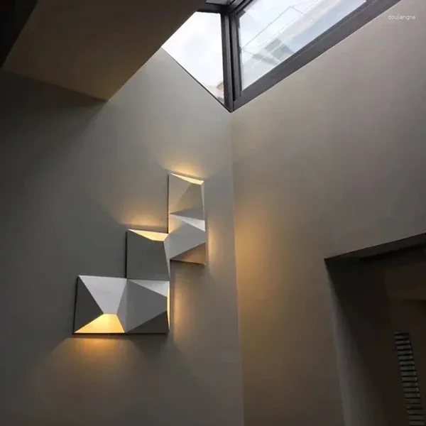 Duvar lambası Led Modern Geometrik Demir Acryl Siyah Beyaz Diy Sihirli Kutu Mağaza Yatak Odası için Işık Sconce