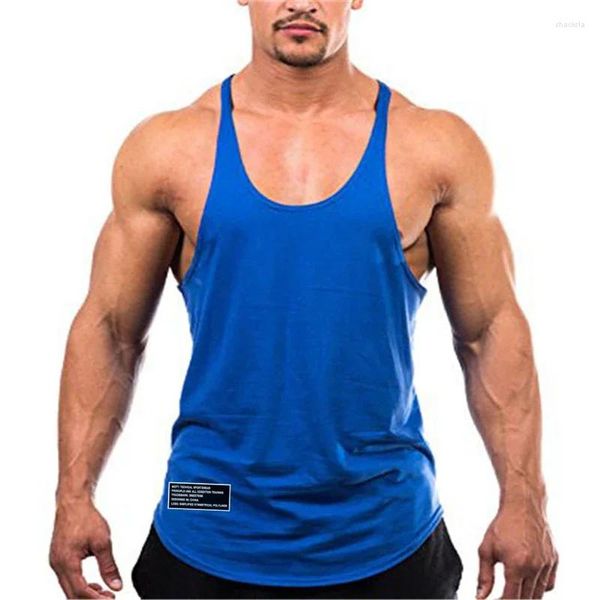 Herren Tank Tops Fitnessstudio Bodybuilding Fitness Westen Herren laufen Sport Baumwollsommer atmungsaktivem ärmellosen y Back Hosentuchgürtel Unterhemd