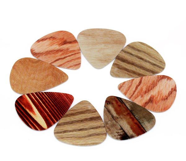 100pcs mais recentes grãos de madeira picks espessura de 046mm de guitarra de guitarra de tira de guitarra espessura 071mm espessura 100mm7049317