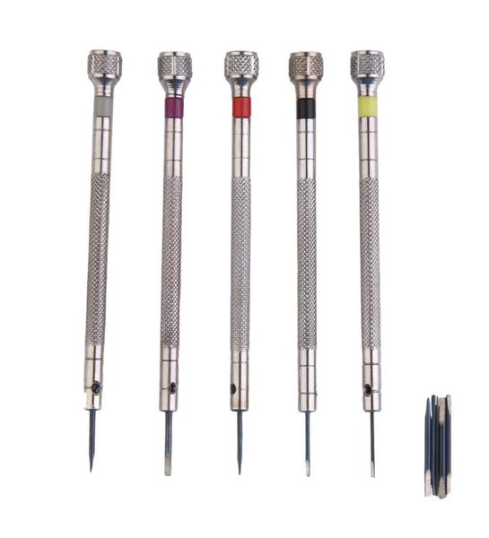 Mini 5pcs Silver Tone Chriver Set Selt Watch Repair Tools Kit com 5pcs Cutter Heads9423907