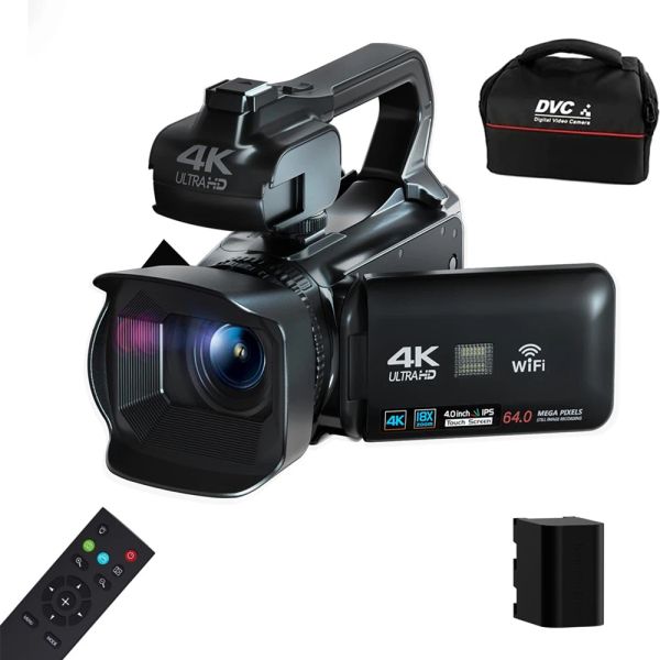 Adaptadores 18x 64MP câmeras digitais 4K para fotografia Profissional YouTube Vlog Streaming de vídeo gravação de vídeo webcam foco automático