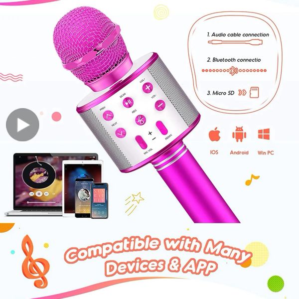 Mikrofonlar Kondansatör Kablosuz Bluetooth Karaoke Mikrofon Ev Sistemi Makine Cep Telefonu Şarkı Söyleyen Çocuklar Infantil Mobil Mikro Mikro