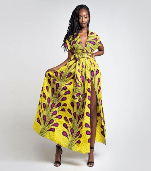 Uzun Afrikalı Elbiseler Kadınlar Geleneksel Afrika Giyim Dashiki Ankara Maxi Sundress Zarif Çoklu Giyim Batik Yaz Kıyafetleri4175868