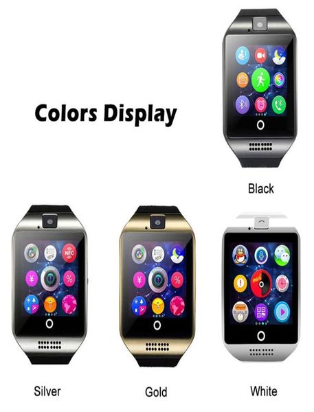 Nuovo per iPhone 6 7 8 X Bluetooth Smart Watch Q18 Mini fotocamera per Android iPhone Samsung Smart Phones GSM SIM SIM Touch Screen4959599