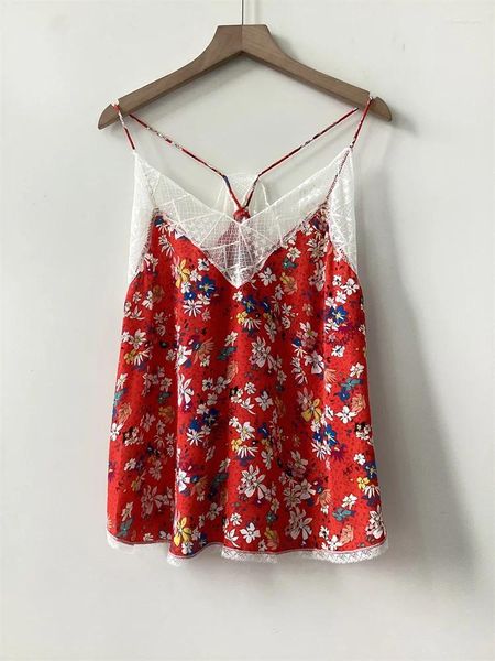 Tank da donna cuciture in pizzo Donne Red Camis Tops Summer Floral Sling Simple Ladies Cancelle