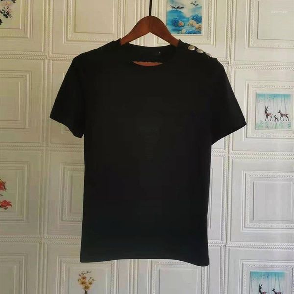 Magliette da donna camicia estiva per donne bottoni a maniche corte in cotone bottoni in oro di lusso tshirt 2024 t-shirt femminile y2k tops ladies xxl