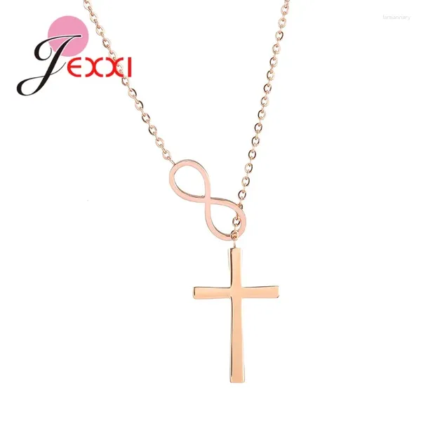 Catene grandi collane a ciondolo croce donna regalo hip hop oro rosa color 925 collana a catena in argento sterling gioielli per feste di nozze