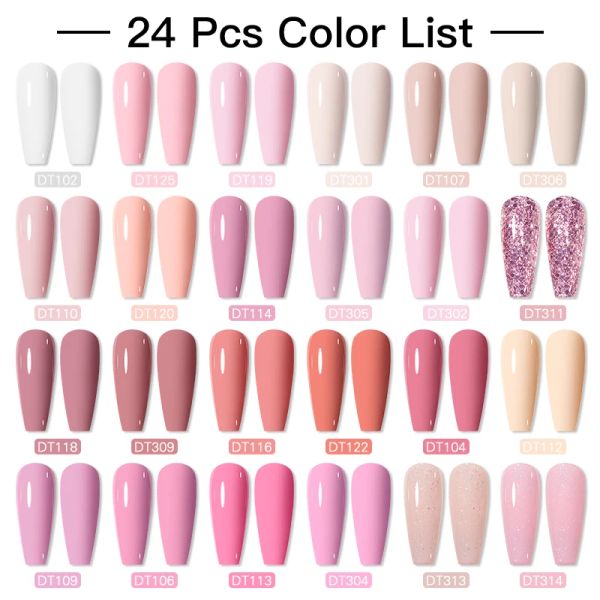 Os kits se reúnem em 6/24pcs glitter gel esmalte conjunto de unhas rosa azul roxo semi -permanente híbrido absorve vernizes de led UV kits de arte unhas