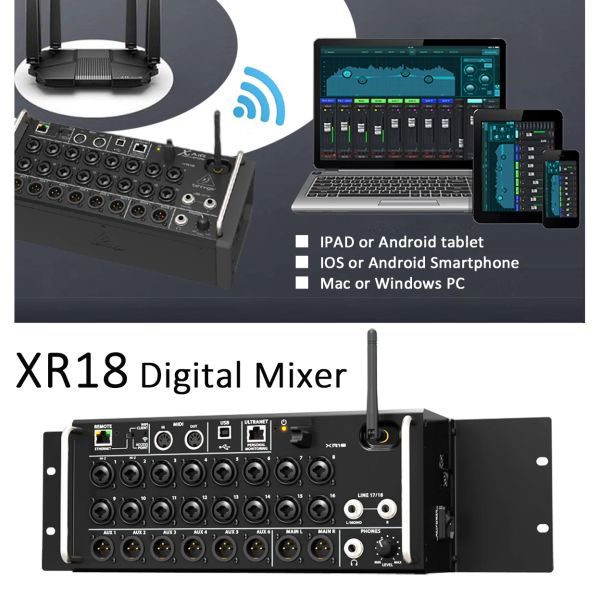 Radio Bivoltage Air1: 1 xr18 цифровой таблица звуковой таблицы USB -рекордер Профессиональный звуковой миксер цифровой микширование консоли DJ Studio