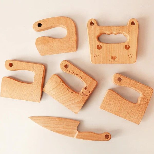 Coltelli da cucina per bambini in legno per bambini per bambini e cucinare graziosi verdure da taglio in legno