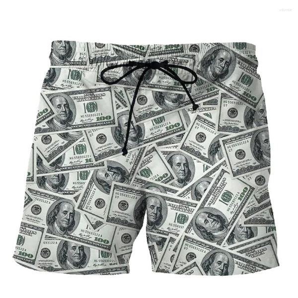 Herren Shorts Sommer Männer Fashion 3D -Dollar -Druckkleidung Jungen Kinder Casual Hawaii Urlaub Mann Vintage Beach