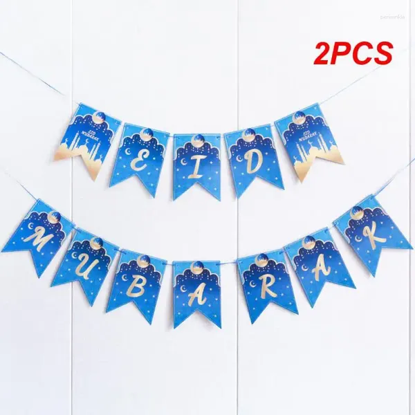 Partydekoration 2PCS Ramadan Hanging Ornament 2024 Leicht umweltfreundlich schöne Eid Mubarak Banners Band