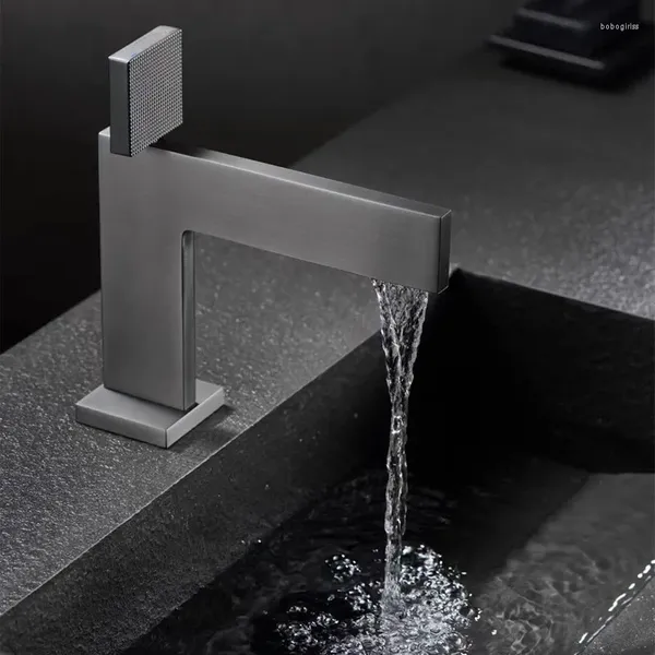 Waschbecken Wasserhähne kaltes Waschbecken TAP Square Minimalist Luxury Messing Badewanne Hauszubehör Einloch Einzugsmixer Waschtisch