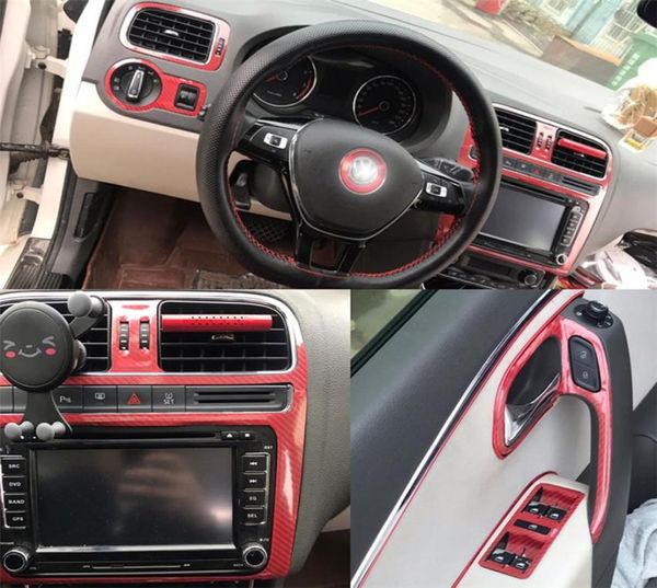 Per VW Polo MK5 2011-2018 Centro di controllo centrale della porta di controllo Centro per le fibre in fibra di carbonio Accessori per lo styling per auto8639681