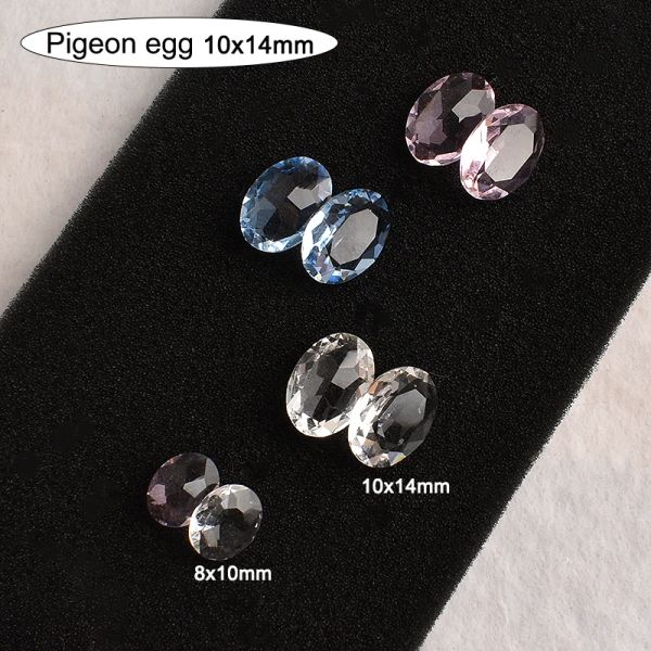 Decorazioni 10x14 mm grandi nail uova di piccione trasparente strass di alta qualità in vetro di cristallo ovale unghia ovana decorazione fai -da -te