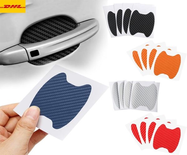 4pcsset Car Door Doage Decal Carbon Fiber Cratches Resistant Cover Auto Hander защита пленки внешняя стиля аксессуары2223684