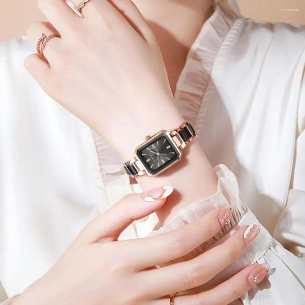 Armbandbeobachter Konfidenz-Boosting-Damen beobachten elegante Quarz mit Strass-Dekor-Leichtmetallgurt