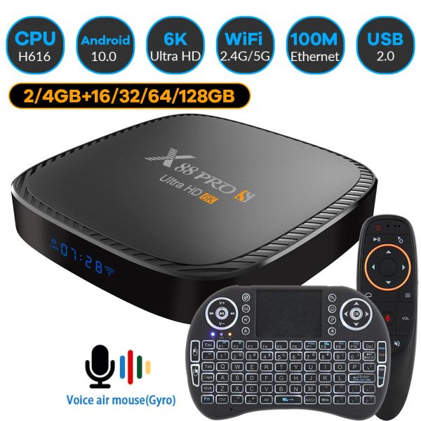 Box Transpeed X88S 6K 3D Android 10.0 TV Box Fast WiFi 2.4G 5.8G 16G 32G 64G 128G Assistente vocale Set Top Box Promo Codice