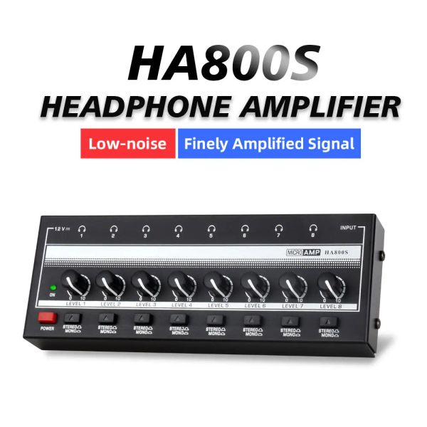 Stand HA800S 8 Kanal Kulaklık Amplifikatörü Ses Stereo/Mono Amplifikatörü Müzik Mikser Kaydı UltraCompact Ses Amplifikatörü