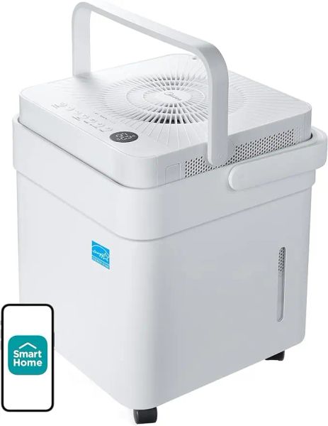 Umidificadores MIDEA CUBE 50 Pint Dehumidifier para porão e quartos em casa por até 4.500 m².Ft., Smart Control, trabalha com Alexa (branco)